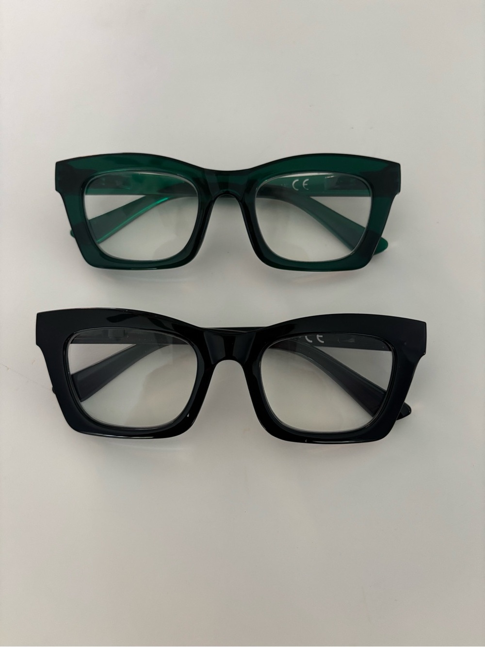 Women’s Thick Square Frame Reader Glasses Duo - Green & Black